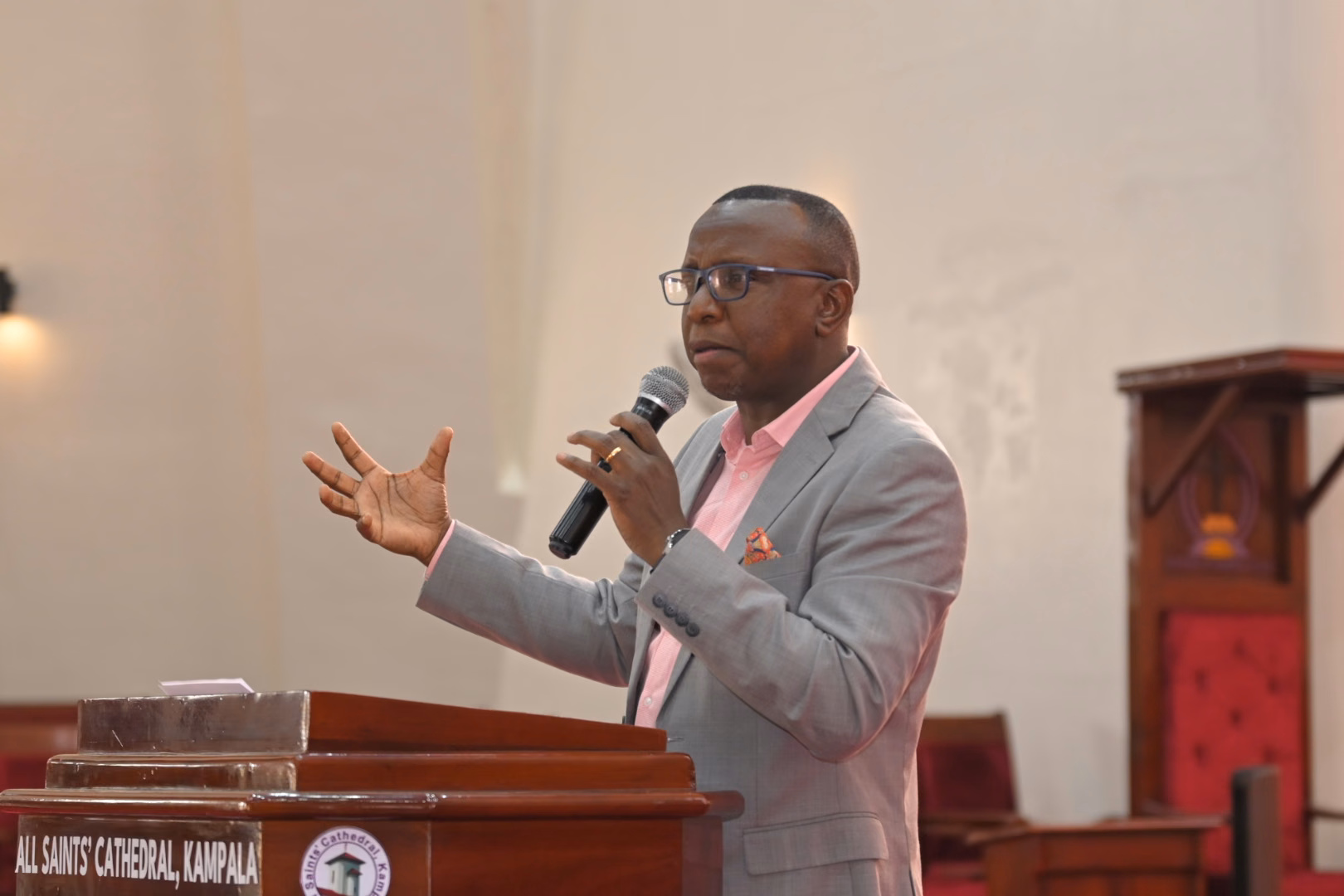A conference speaker sharing from the pulpit